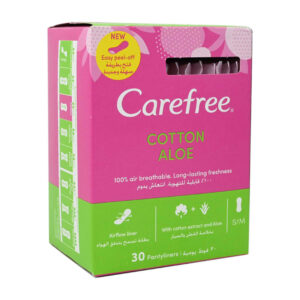 Carefree Aloe Cotton Panty Liners, 30 Pieces