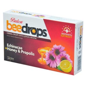 قطرات معينات عشبية بنكهة الليمون مع خلاصات القنفذية والعسل والبروبوليس من Balen Bee Drops 24 لكل عبوة