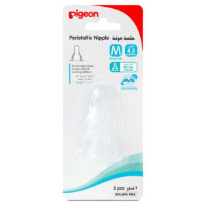 Pigeon Peristaltic Nipple (M) 2 قطعة نفطة